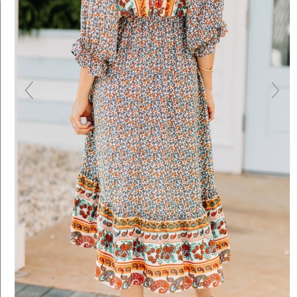 💼S Last One 🏜Sunset Boho Tile Flower Dress New - Picture 6 of 12
